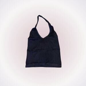 Out from Under Black Halter Ribbed Crop Top | Sz S